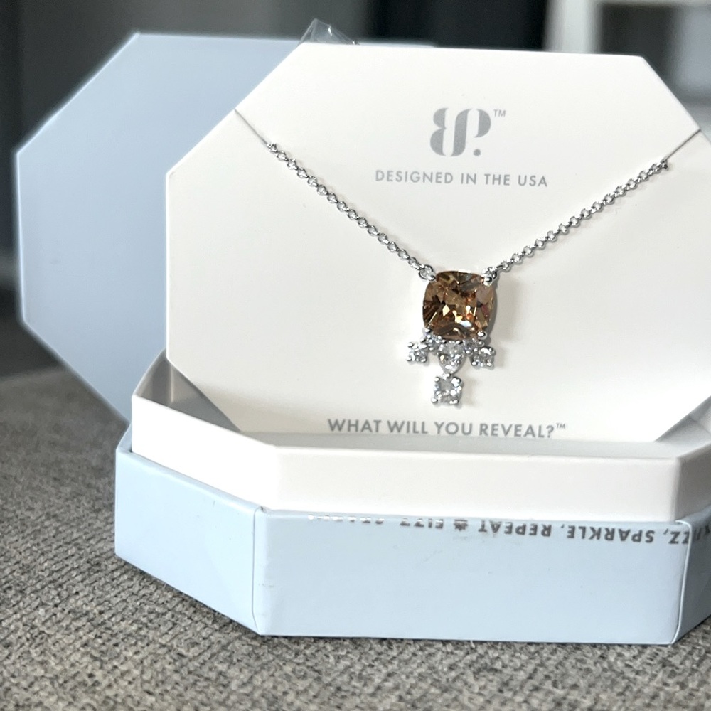 NWT Smokey Topaz Cubic Zirconia Necklace